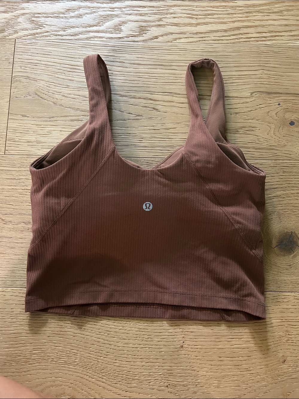 lululemon athletica Ribbed Crop Sports Bra in Rust Brown